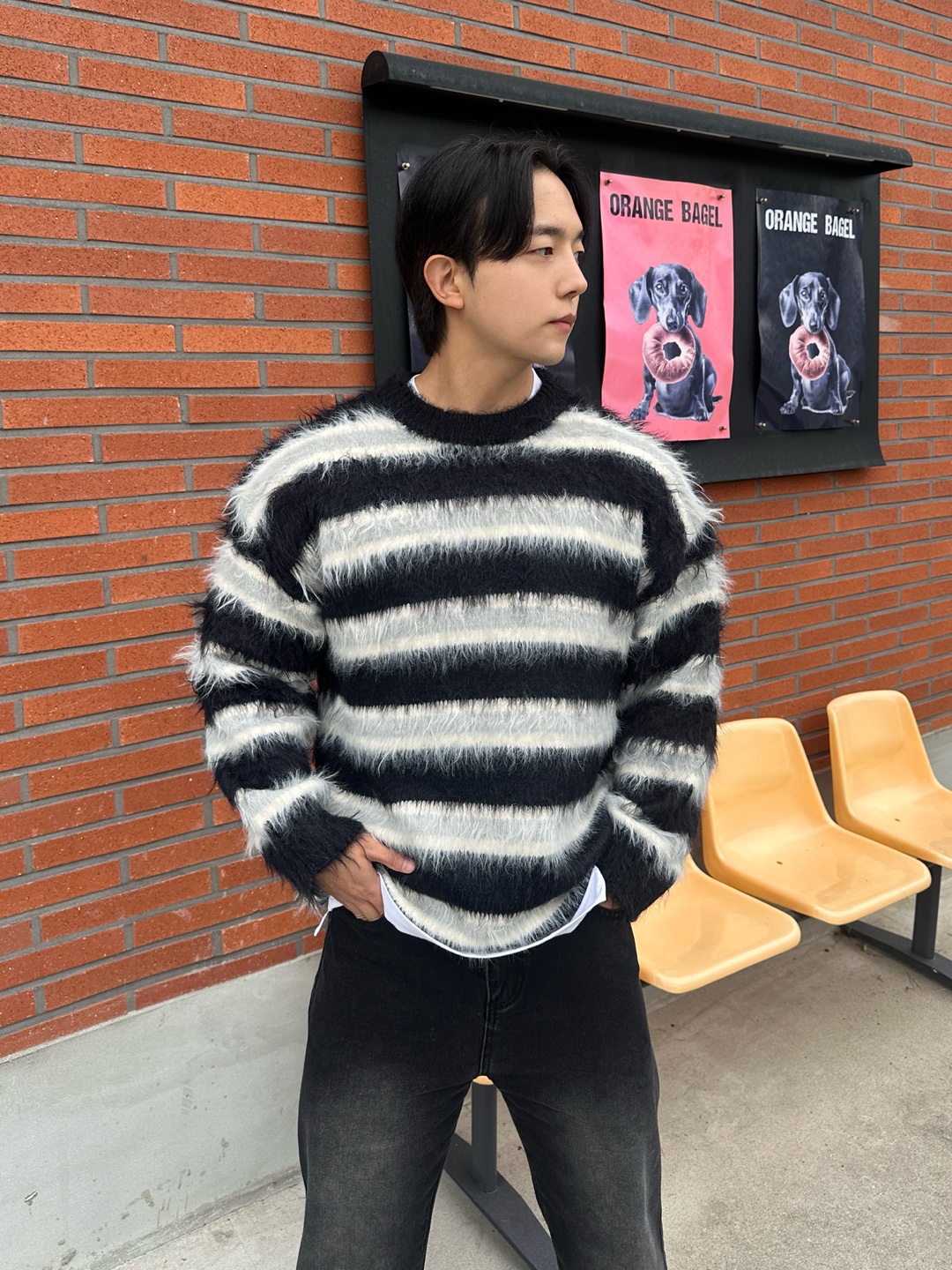 남자앙고라니트 단가라니트 커플스웨터 - 상세 이미지 5