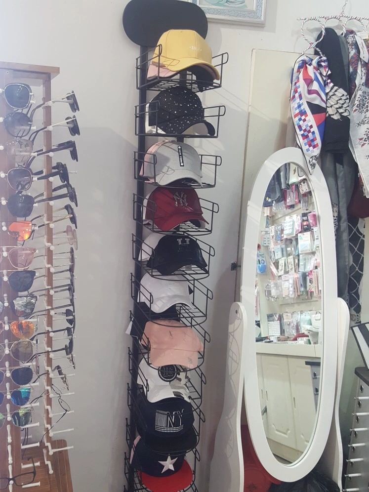 모자진열대 보관 거치대 디피 철제 옷가게 정리대 모자걸이 스탠딩 3단 블랙 공식 표준 구성 - 상세 이미지 4