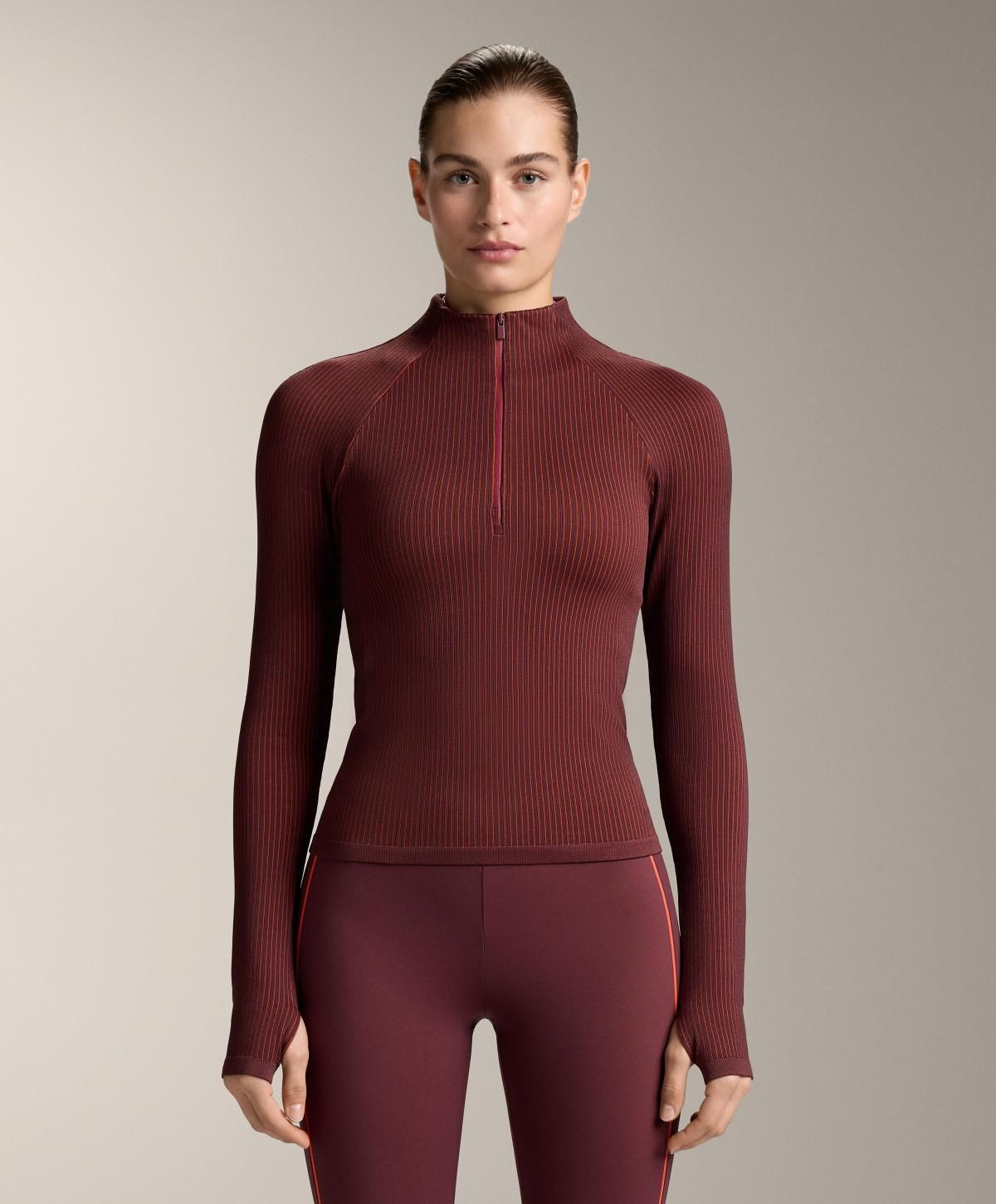 오이쇼 테크니컬 하이넥 집업 브라운 긴팔 티셔츠 4270/968 MAROON - 상세 이미지 2