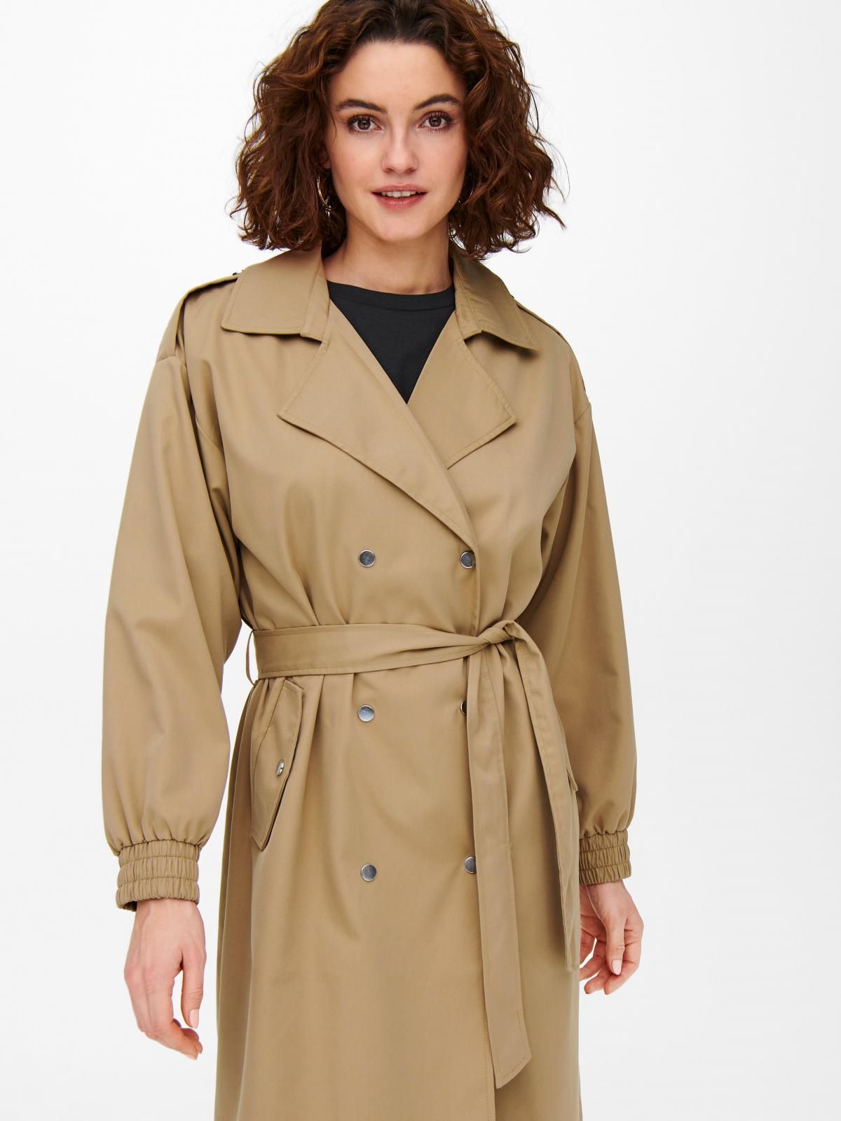 온리 클래식 베이직 롱 트렌치코트 벨트 15248238_1991 BROWN / TIGERS EYE 이미지 6