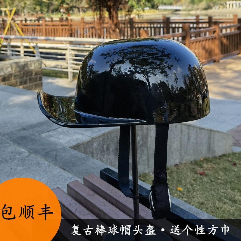 클래식 오토바이 여름 스냅백헬멧 반모 스쿠터 헬멧 스냅백 브라이트 블랙 (BQ-1) M - 상세 이미지 2