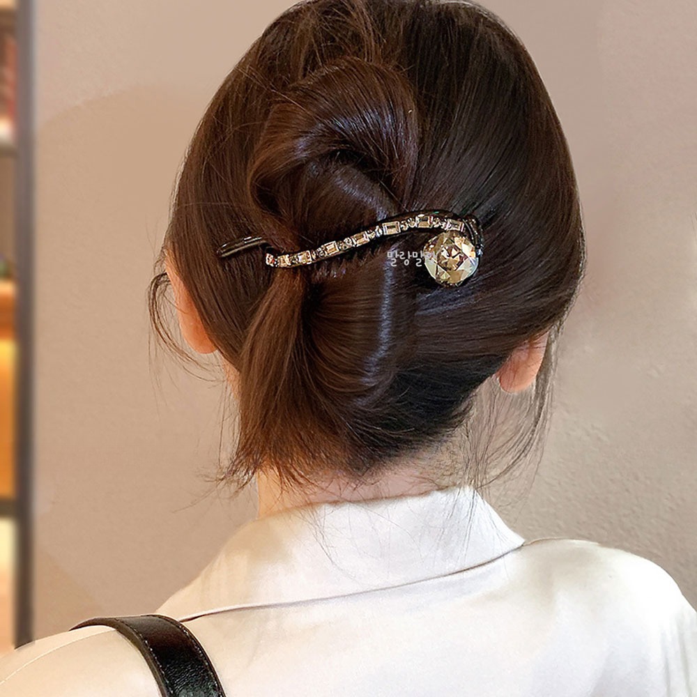 스퀘어 큐빅 트위스트집게핀 고급스러운 헤어삔 가벼운 올림머리핀 - 상세 이미지 3