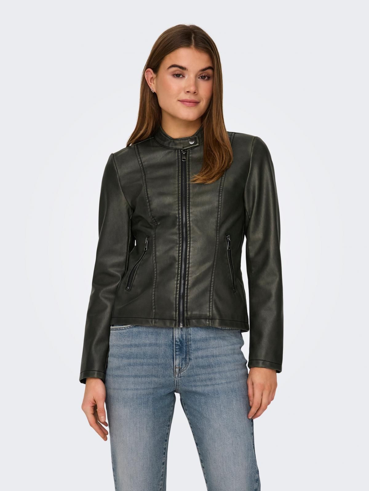 온리 테크니컬 페이크 레더 라이더 재킷 15315882_2161_1089265 BLACK / BLACK - 상세 이미지 2