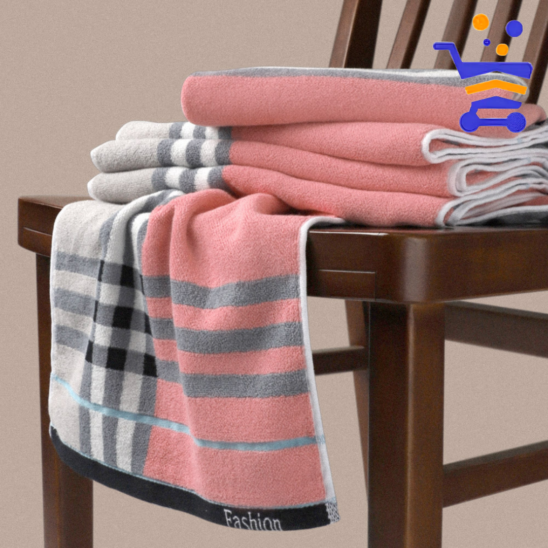 코마사 30수 세안 타올 10장 (체크 핑크) 부드러운 수건