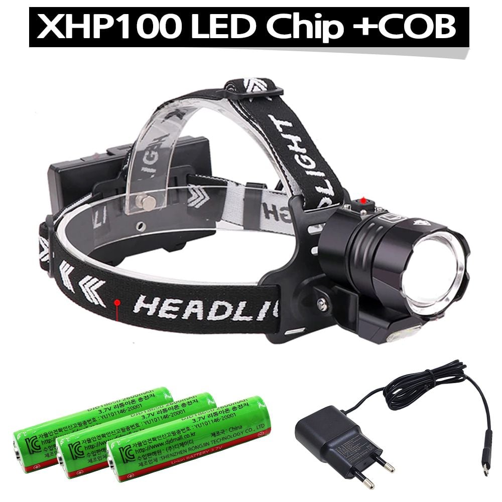 XHP100 LED COB 충전식 낚시 랜턴 헤드랜턴 7200루멘 - 상품 이미지