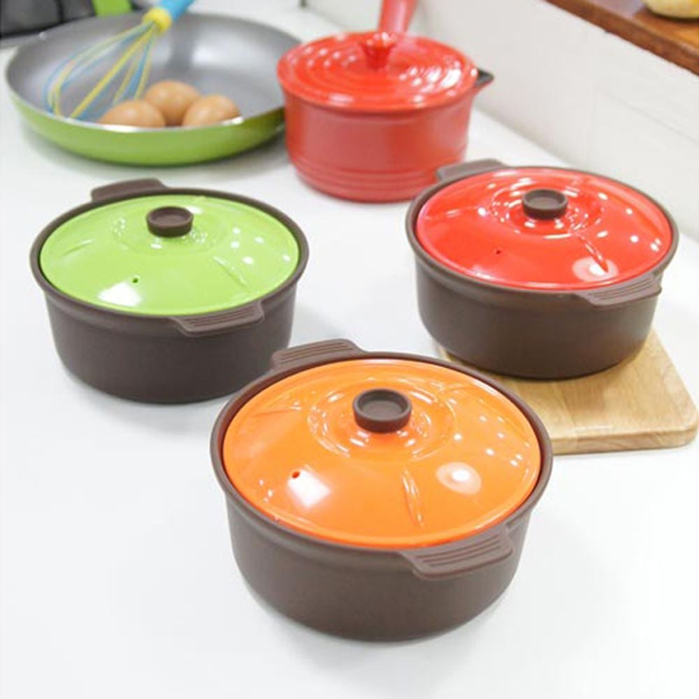 실리콘 찜기냄비 대 1200ml 1P 전자레인지 계란찜 레드 - 상품 이미지