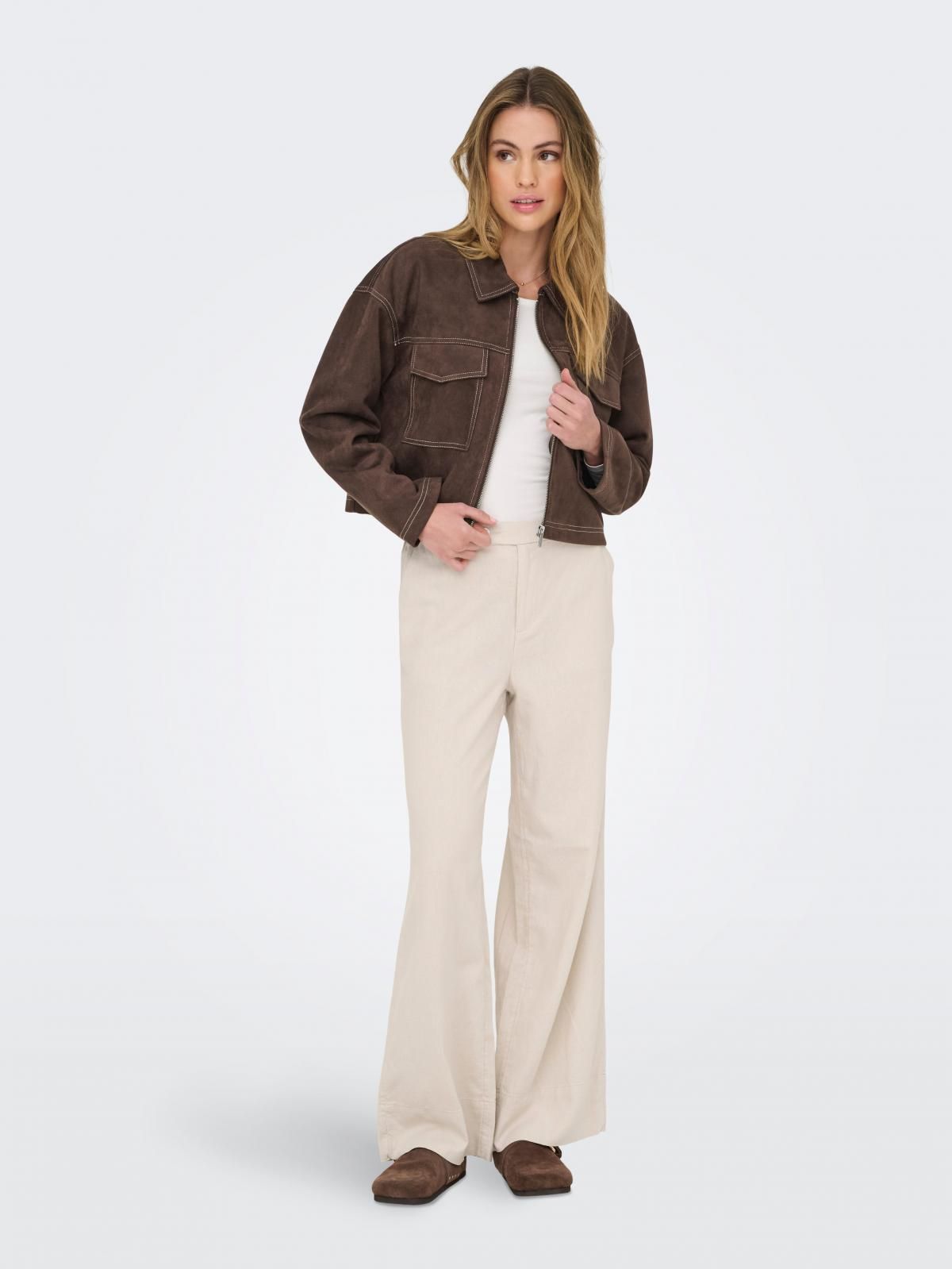 온리 크롭 브라운 스웨이드 오버핏 재킷 15351260_280_1195434 BROWN / SEAL BROWN - 상세 이미지 5
