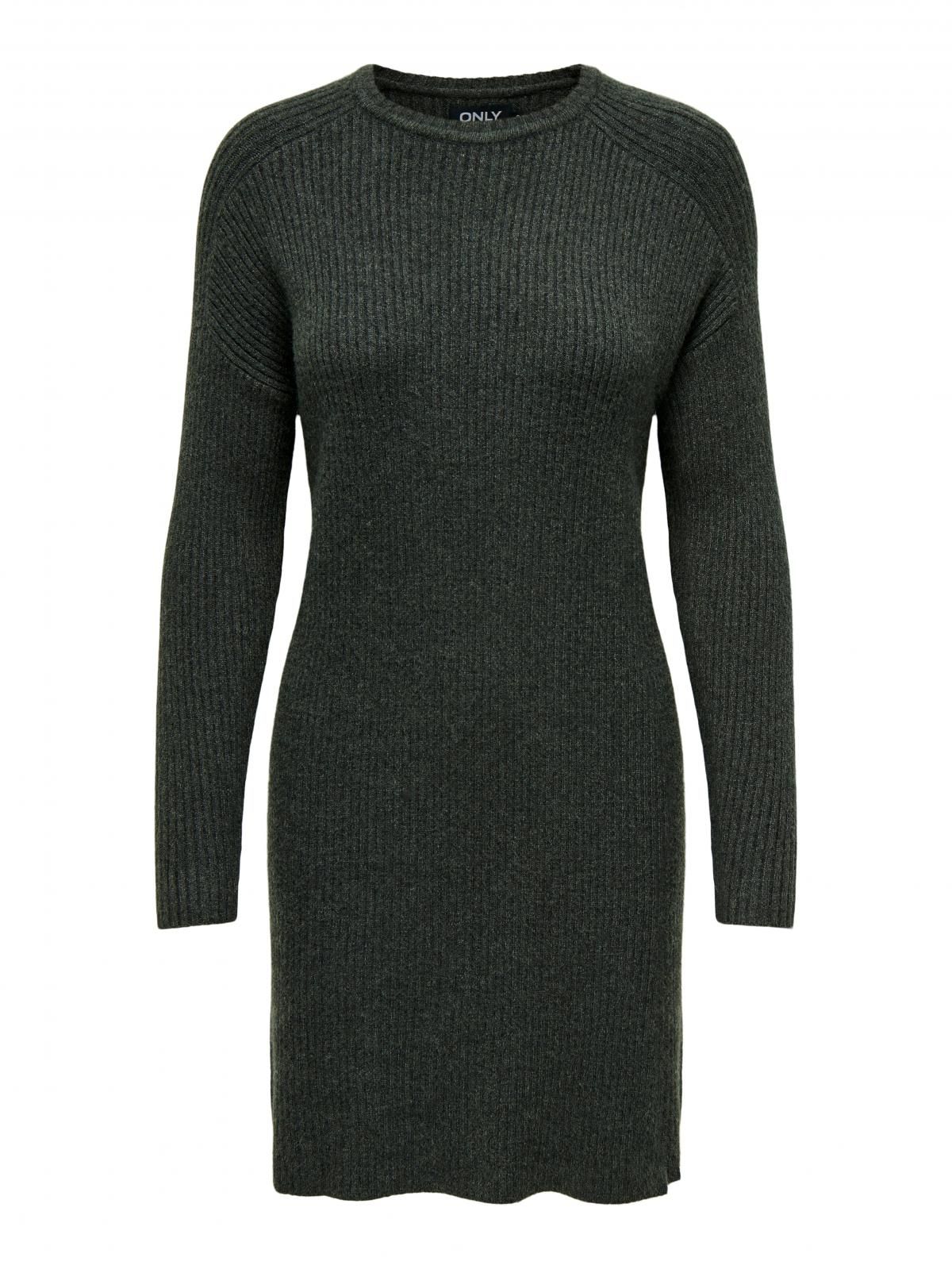 온리 베이직 니트 미니 원피스 라운드넥 15259280_2383 GREY / DARK GREY MELANGE - 상세 이미지 3