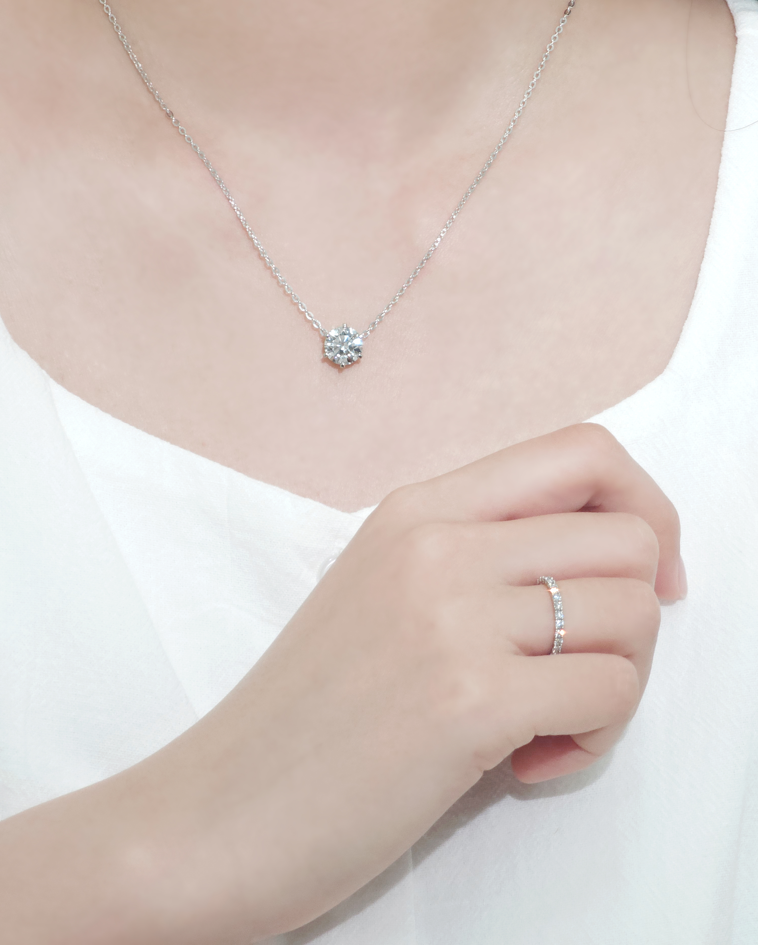 3캐럿 랩다이아 목걸이 일체형 6프롱 IGI 랩다이아몬드 D컬러 14k 18k - 상세 이미지 4