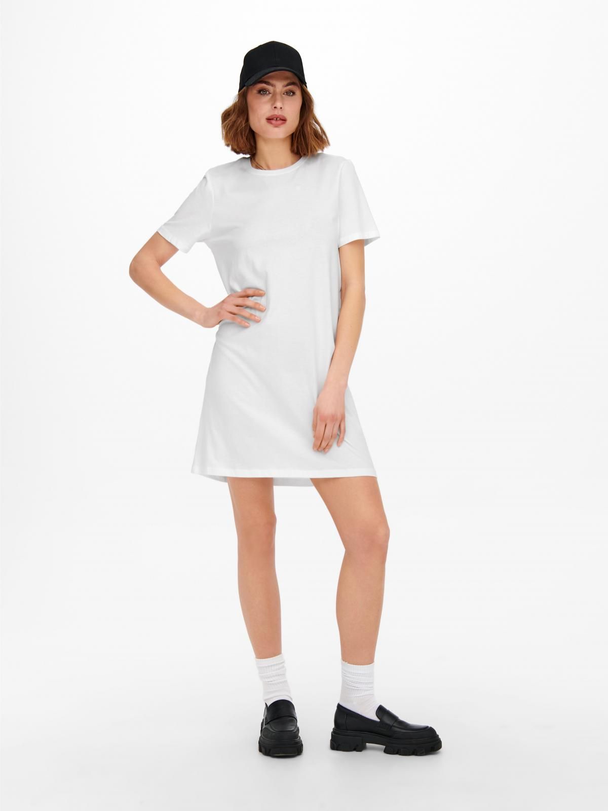 온리 코튼 미니 라운드넥 반팔 원피스 화이트 15233271_5 WHITE / BRIGHT WHITE - 상세 이미지 5