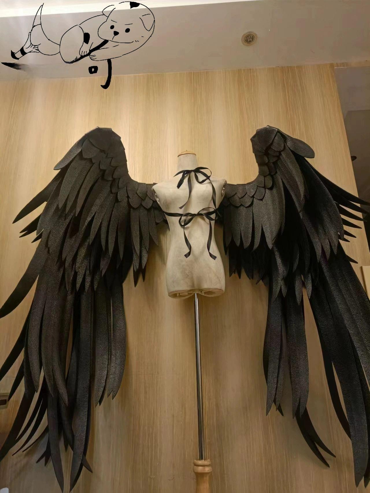 대형 검은 날개 공연 의상 파티 할로윈 - 상세 이미지 2