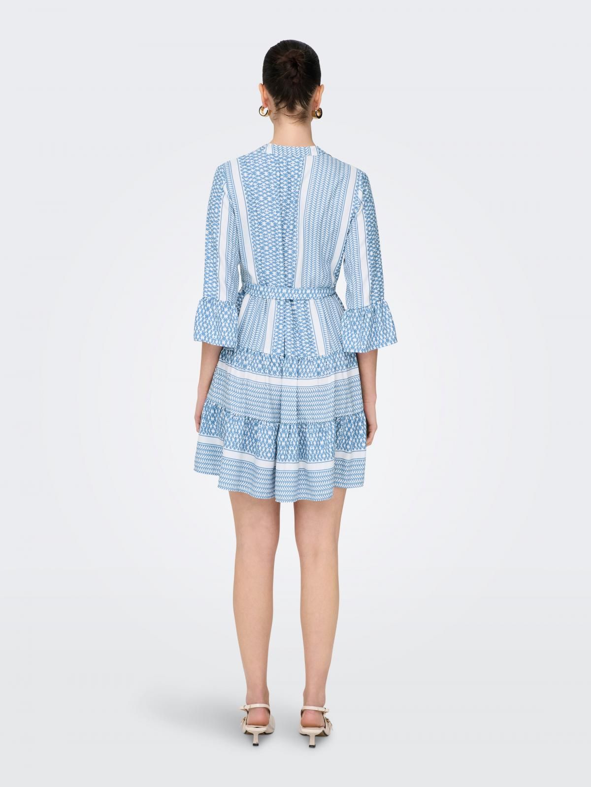 온리 페미닌 브이넥 벨트 미니 원피스 15219486_1343_817059 BLUE / CORONET BLUE - 상세 이미지 3
