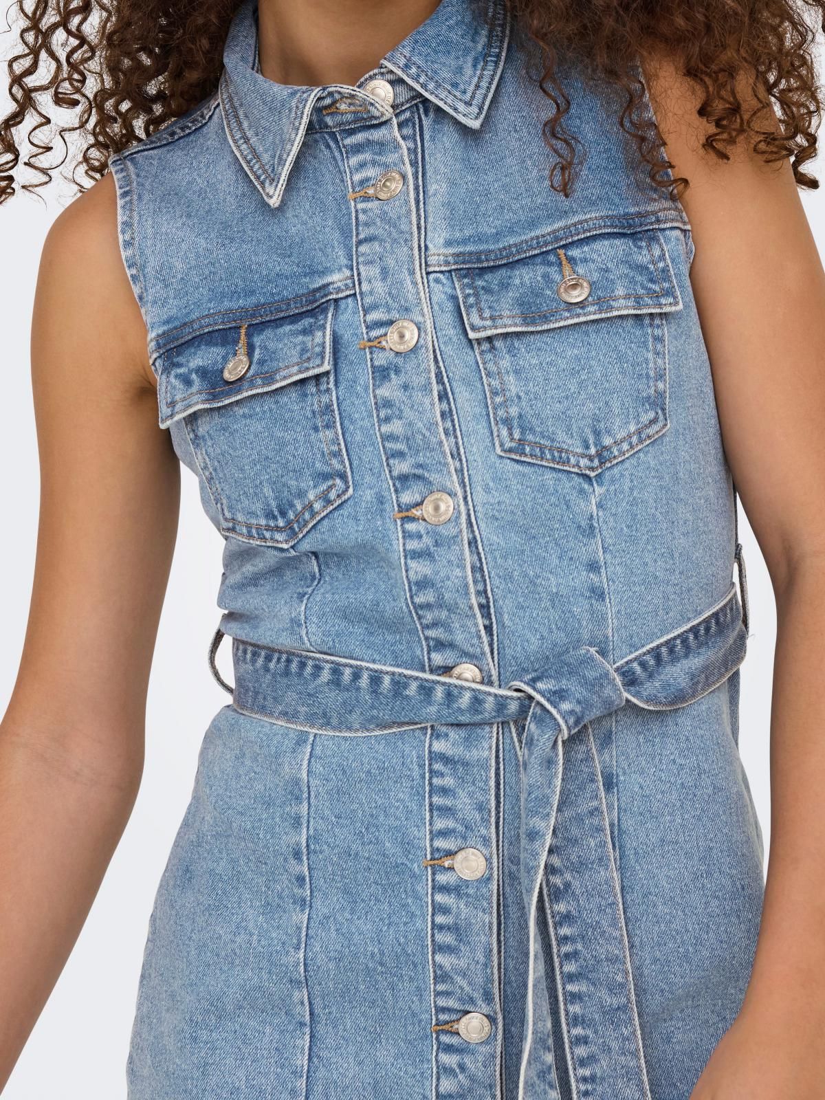 온리 데님 미니 원피스 벨티드 셔츠카라 15344283_2116 BLUE / LIGHT BLUE DENIM 이미지 7