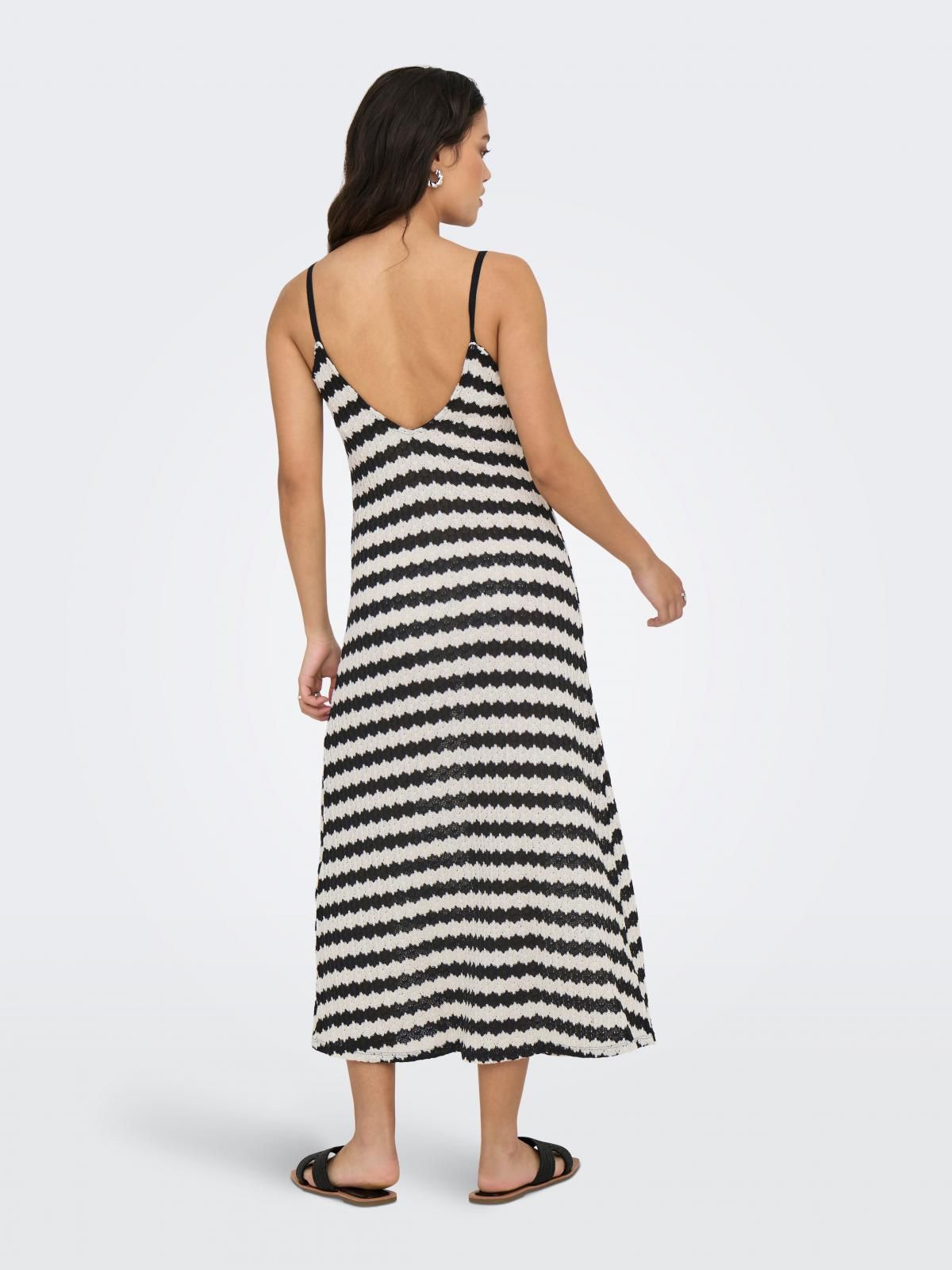 온리 스트라이프 롱 브이넥 슬리브리스 원피스 15357679_2161_1219450 BLACK / BLACK - 상세 이미지 3