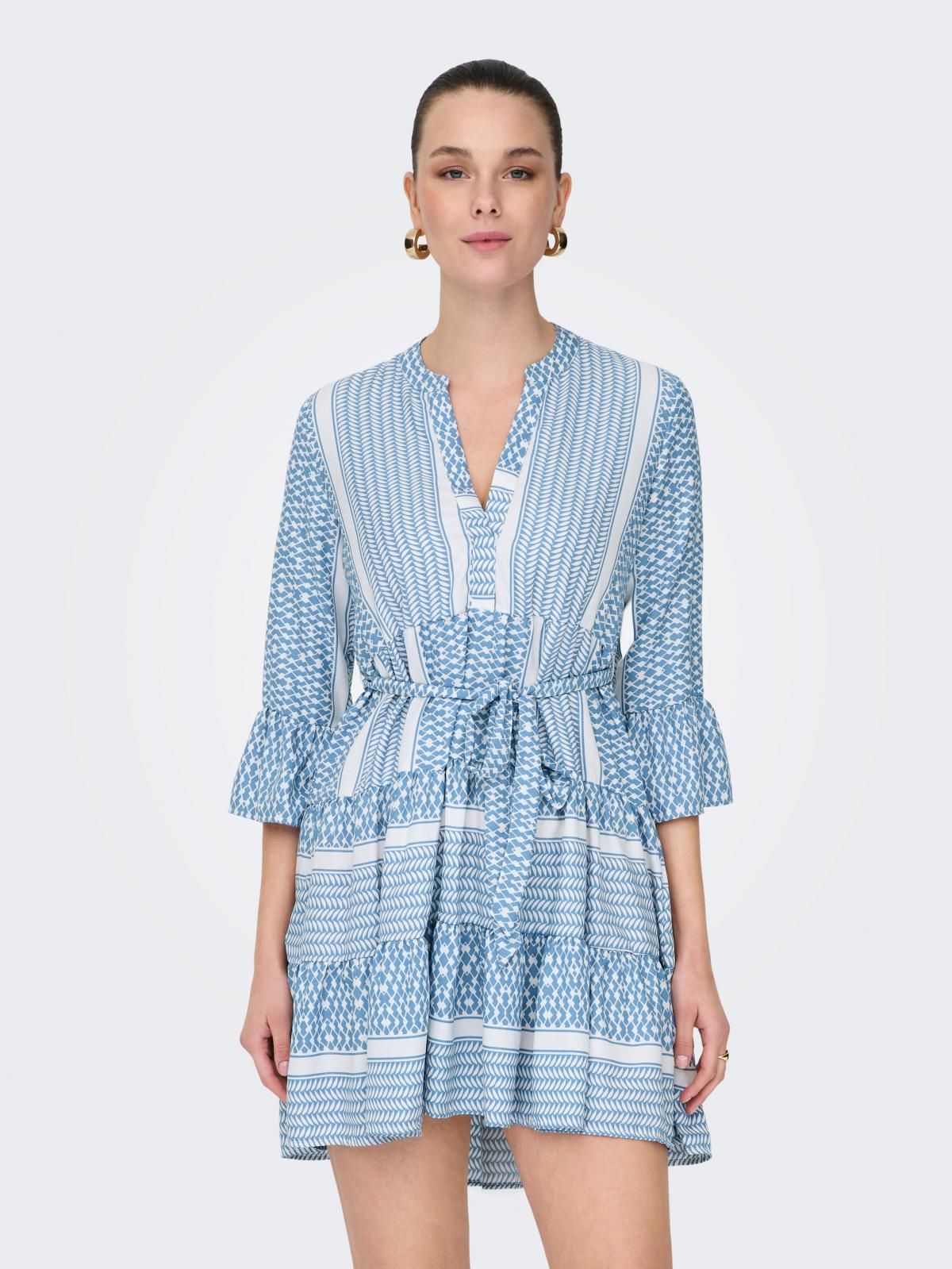 온리 페미닌 브이넥 벨트 미니 원피스 15219486_1343_817059 BLUE / CORONET BLUE - 상세 이미지 2