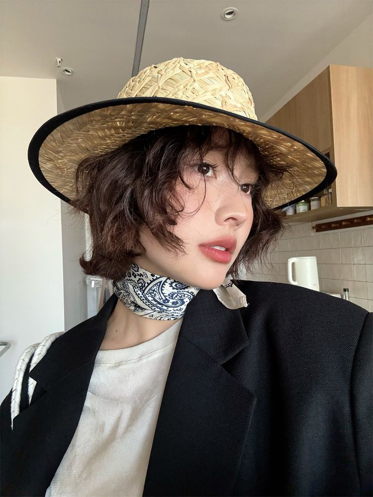 패턴 실크 스카프 여성용 미니 포인트 스카프 데일리 - 상세 이미지 3