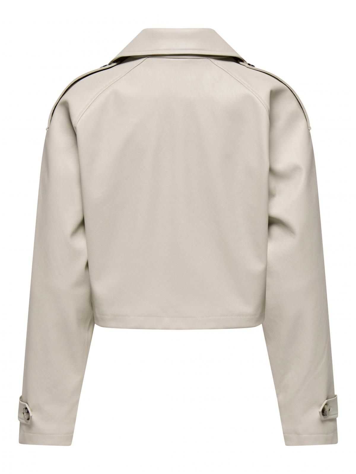 온리 크롭 레더 자켓 더블브레스트 15336471_115 BEIGE / PUMICE STONE - 상세 이미지 4