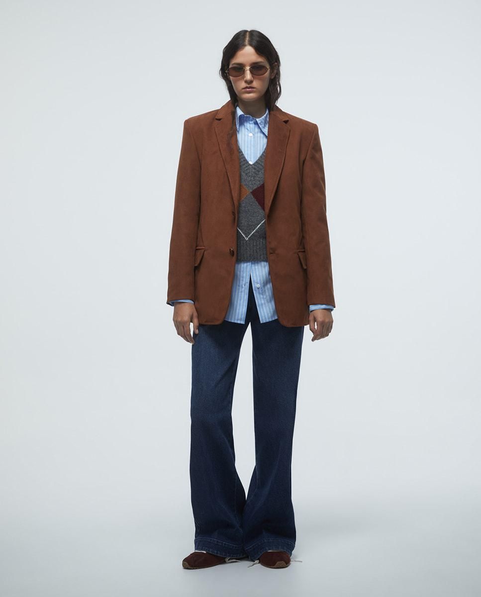 스페라 브라운 스웨이드 이펙트 재킷 블레이저 56200204594 CAMEL - 상세 이미지 2