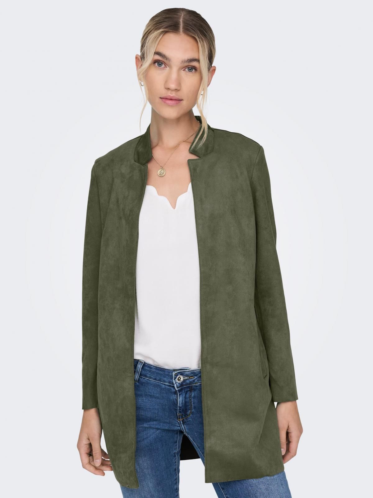 온리 테크니컬 스웨이드 카키 숏 코트 15218563_4263 GREEN / KALAMATA - 상품 이미지