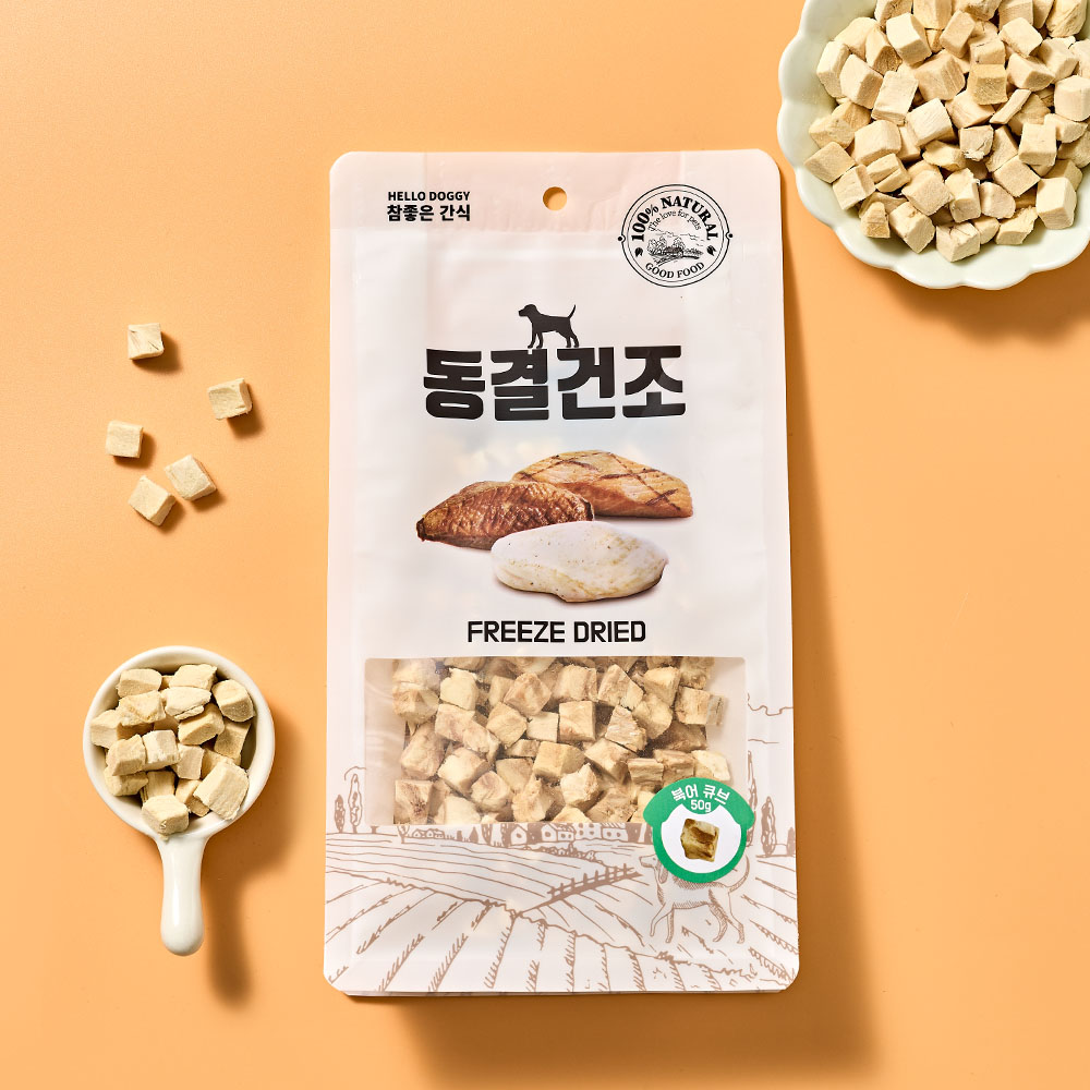 헬로도기 고양이열빙어 고양이트릿 동결건조간식 오리가슴살큐브, 70g, 1개 이미지 3
