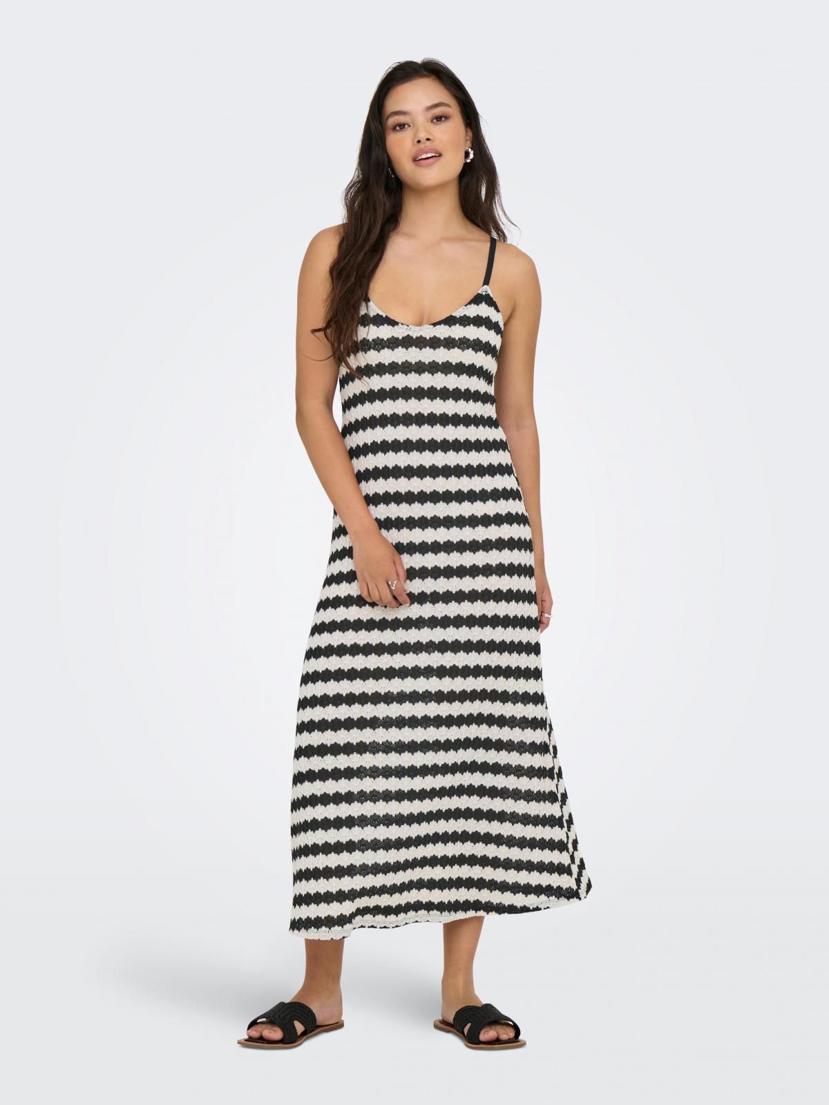 온리 스트라이프 롱 브이넥 슬리브리스 원피스 15357679_2161_1219450 BLACK / BLACK - 상세 이미지 2