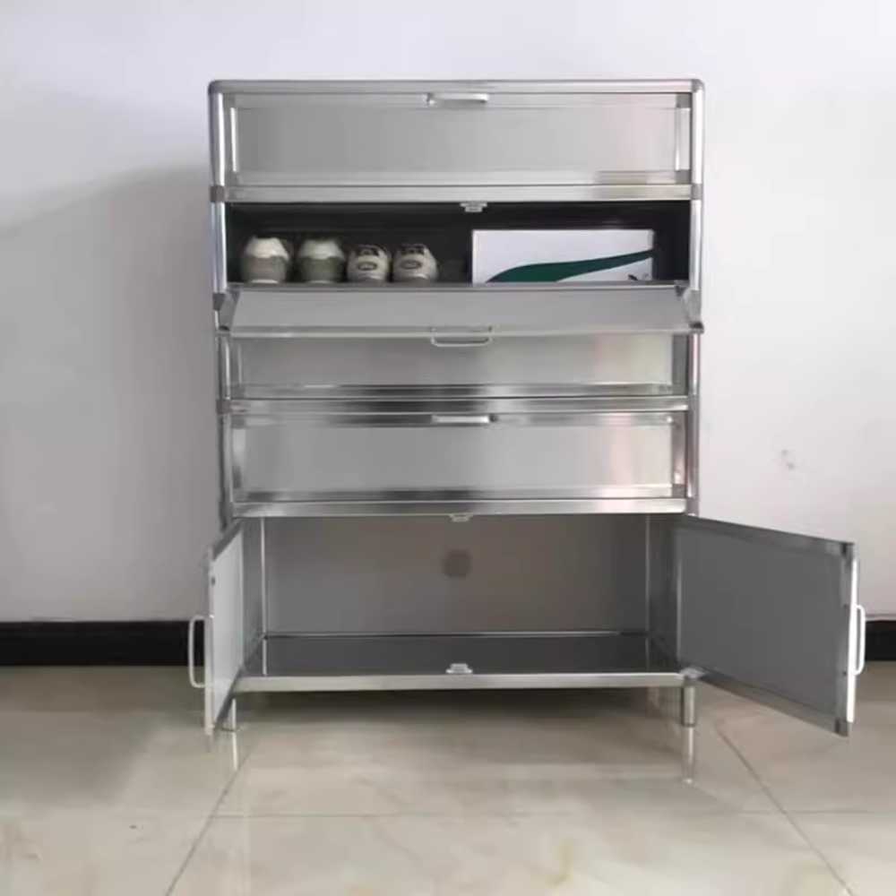 스테인리스 신발장 깔끔한 디자인 방수 통풍 수납장 4단 80x35x92cm - 상세 이미지 5