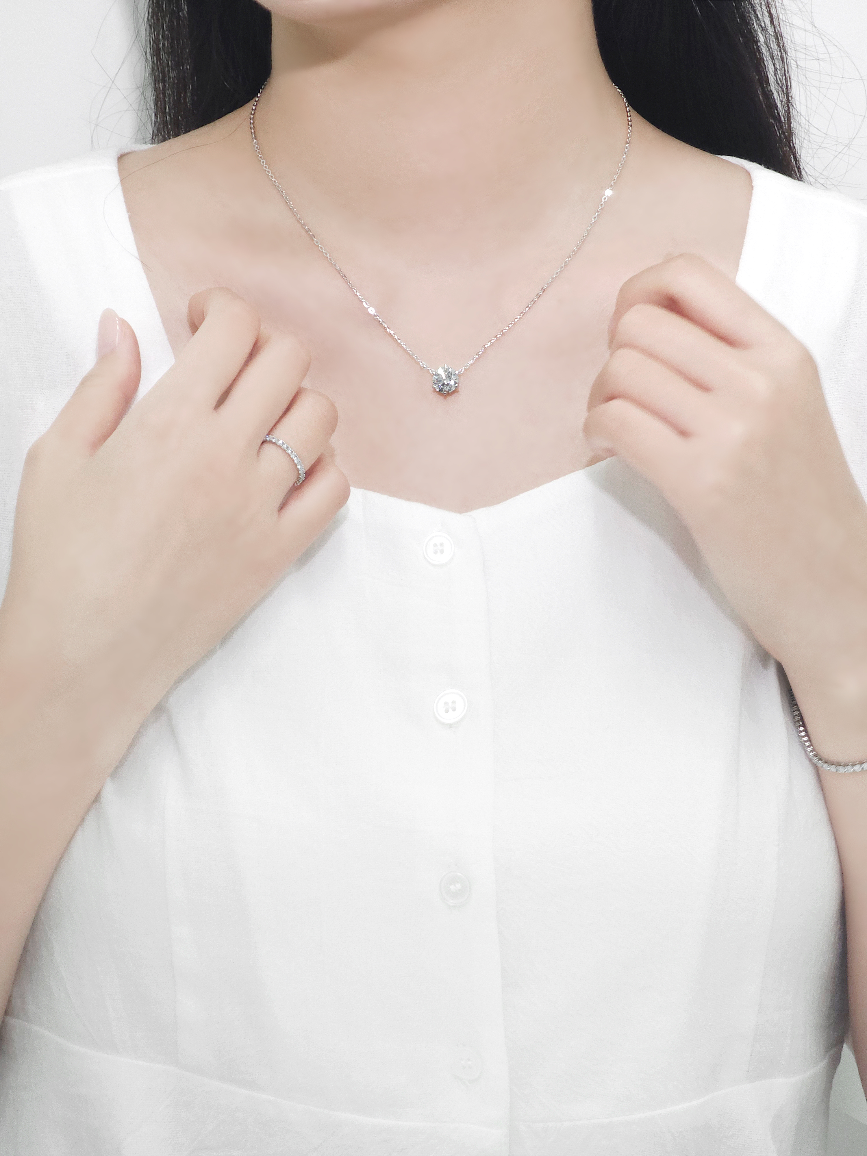 3캐럿 랩다이아 목걸이 일체형 6프롱 IGI 랩다이아몬드 D컬러 14k 18k - 상세 이미지 2