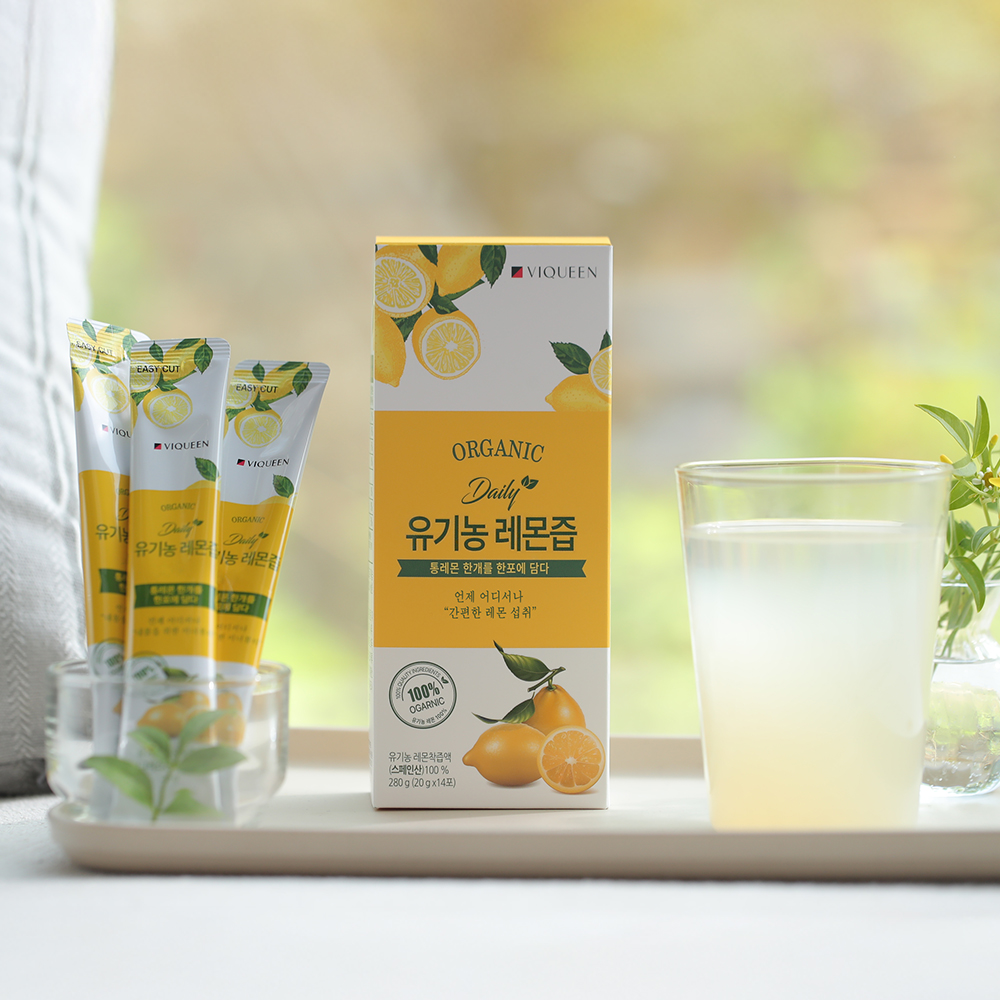 바이퀸 유기농 레몬즙 착즙액 NFC 100% 착즙 스틱 1박스 x 14포 280ml, 9개 이미지 3