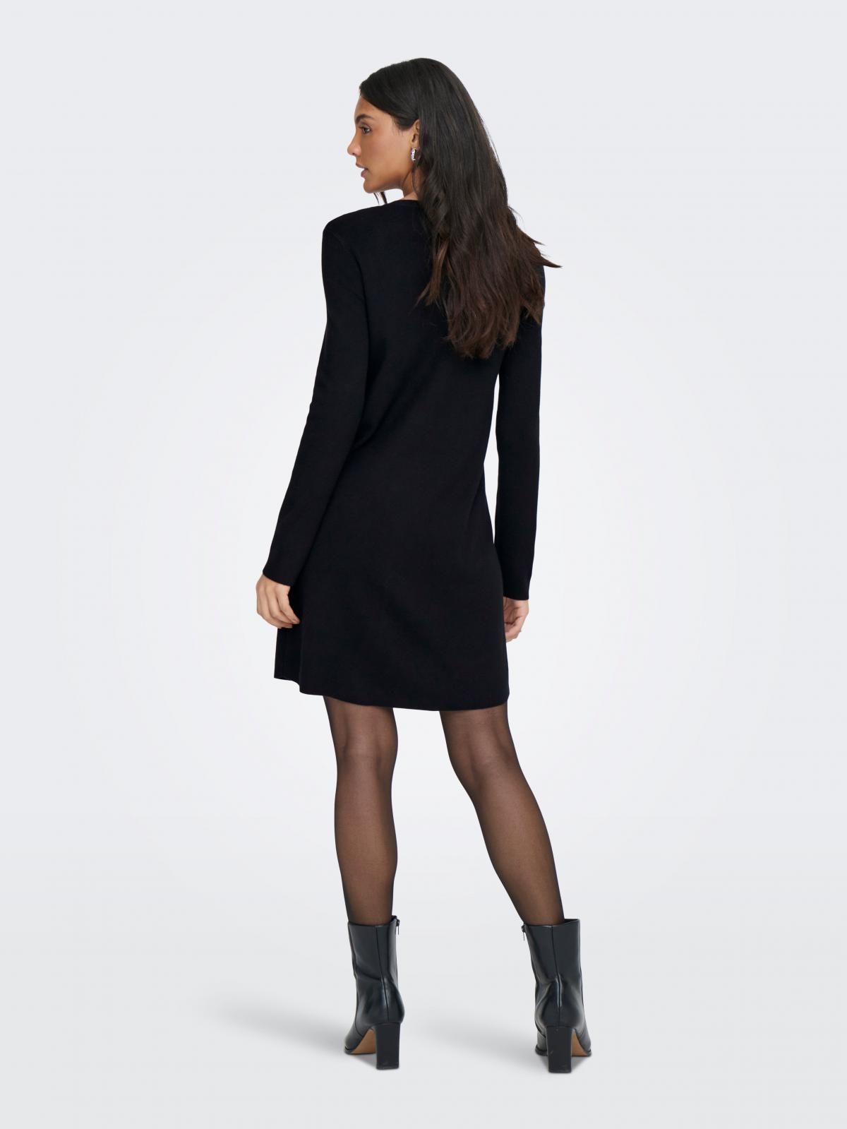 온리 테크니컬 니트 라운드넥 미니 원피스 15369320_2161_1255642 BLACK / BLACK - 상세 이미지 2