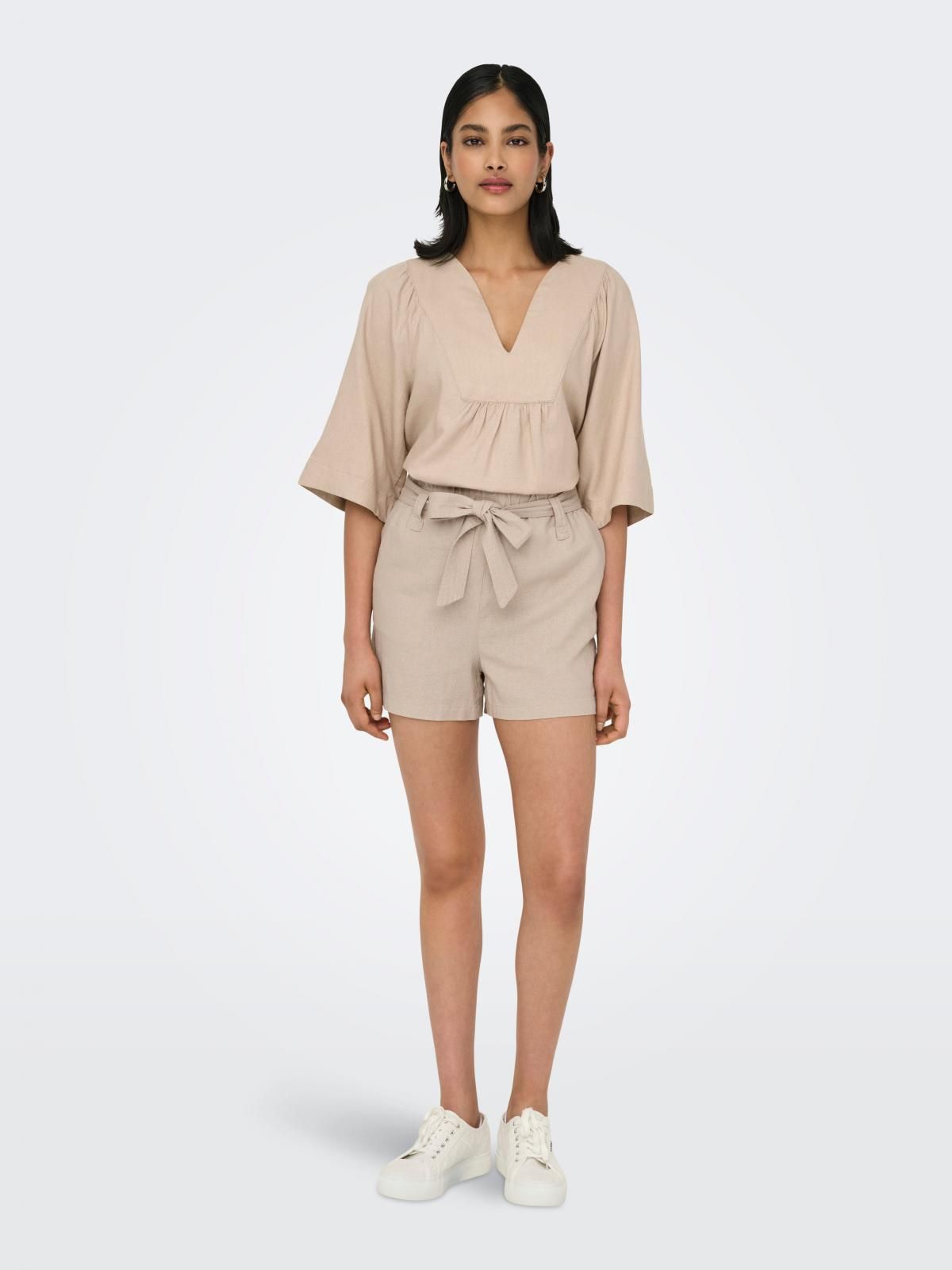 온리 베이직 브이넥 루즈핏 반팔 티셔츠 15338746_108 GREY / OXFORD TAN - 상세 이미지 5