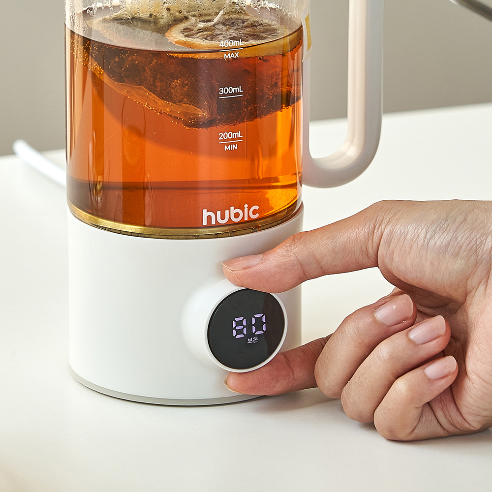 [맞춤온도]휴빅 유리 전기포트 티 포트 휴대용 여행용 사무실 미니 소형