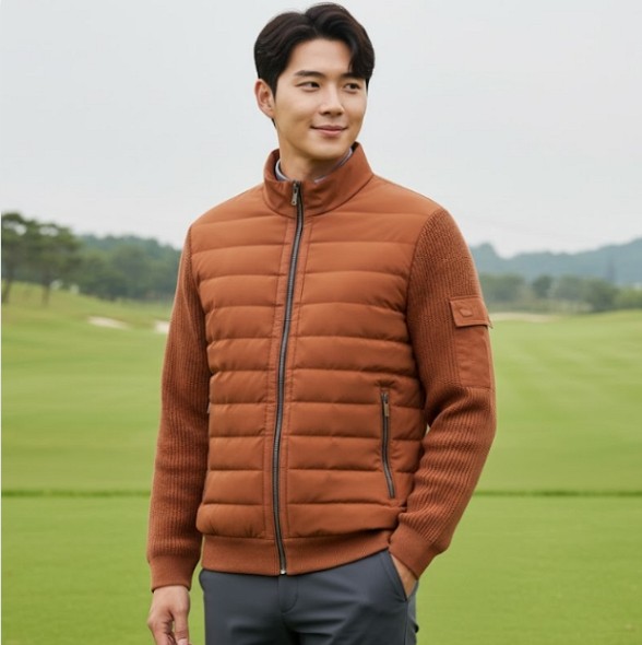 볼빅 남성 겨울 스윙하기 좋은 니트 패딩 콜라보 골프웨어 스윙 니트자켓 - 상품 이미지