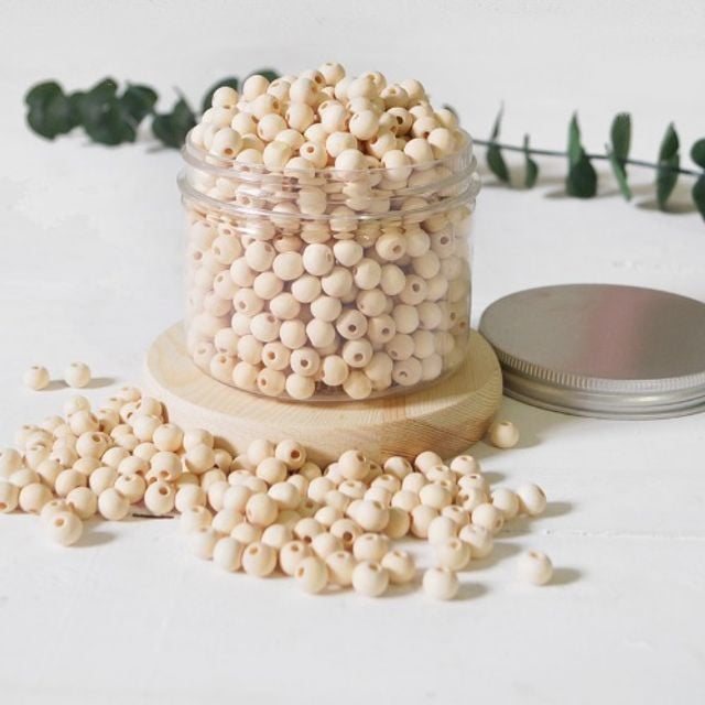 나무 원목구슬_원형_0.8cm 500g-1봉 - 상품 이미지