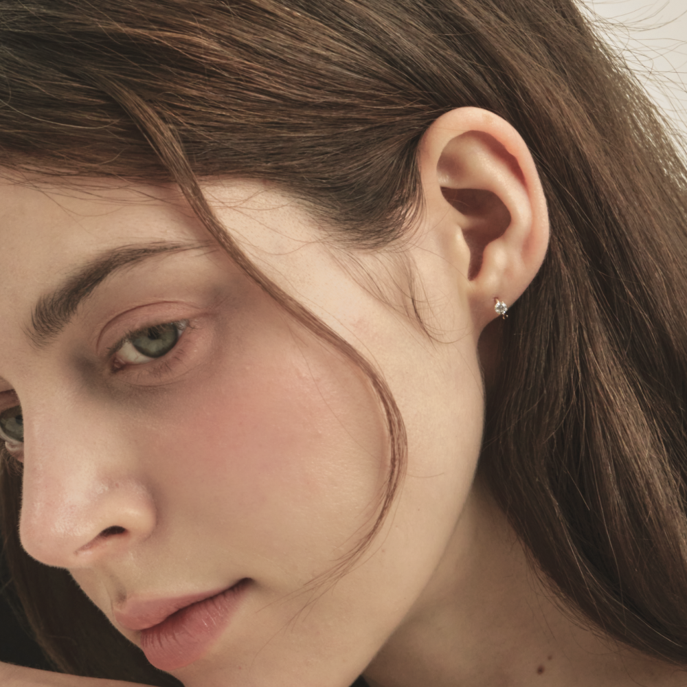 14k 베이직 큐빅 미니 원터치 링 귀걸이 6mm 귓바퀴 링 피어싱