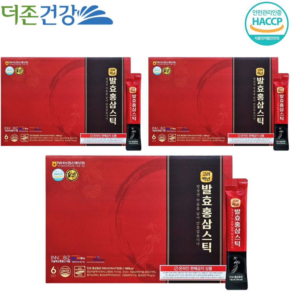 더존건강 프리미엄 발효 홍삼 진액 스틱 18ml 30포 3박스 부모님 어르신 건강 선물 - 상품 이미지