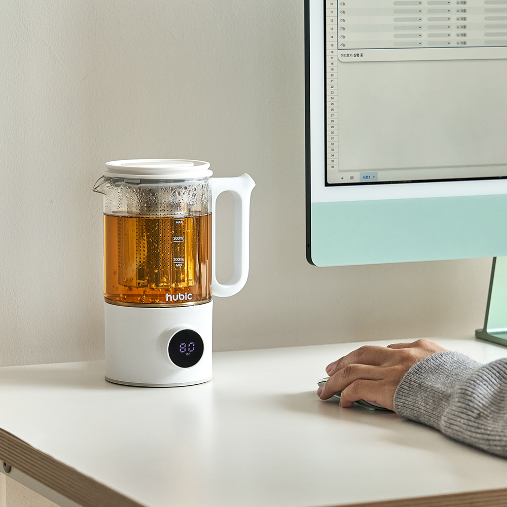 [맞춤온도]휴빅 유리 전기포트 티 포트 휴대용 여행용 사무실 미니 소형