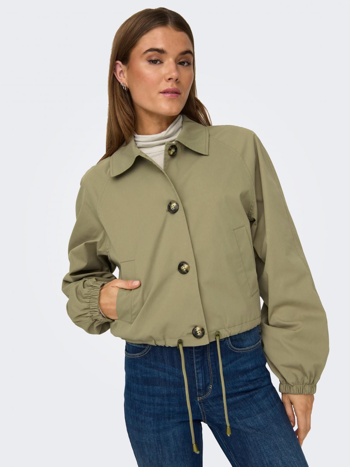 온리 테크니컬 크롭 스트링 재킷 15308910_107 GREY / COVERT GREEN - 메인 이미지