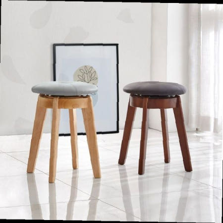 원목 회전 스툴 의자 라운드 쿠션 다리 홈카페 인테리어 북유럽 거실 화장대 바 체어