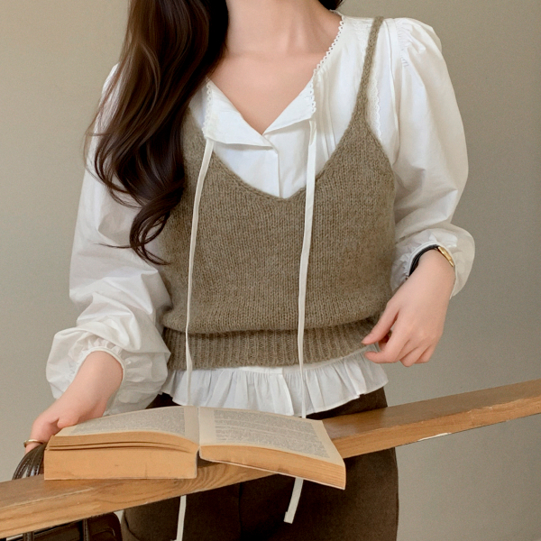 브이넥 니트 뷔스티에 울 조끼 vs502 제품 이미지