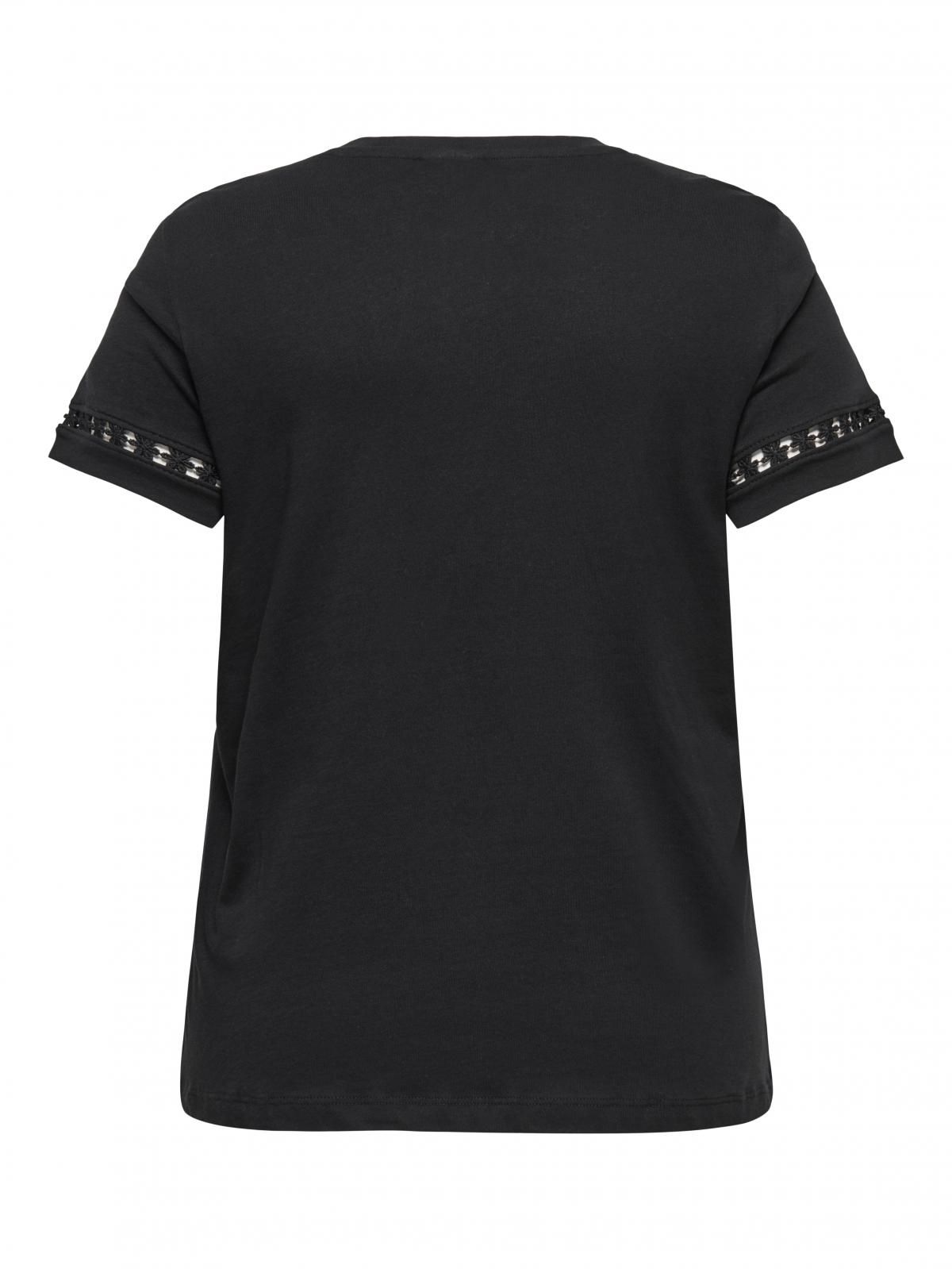 온리 레이스디테일 코튼 반팔 티셔츠 블랙 15367761_2161 BLACK / BLACK - 상세 이미지 4