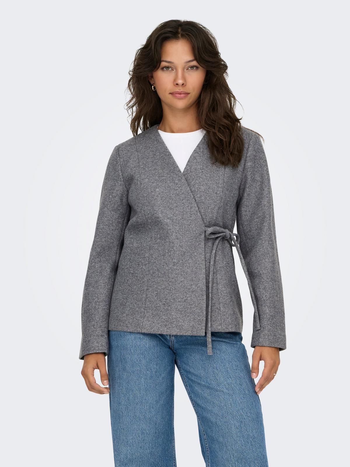 온리 테크니컬 브이넥 스트랩 재킷 15373152_2382 GREY / MEDIUM GREY MELANGE - 상품 이미지