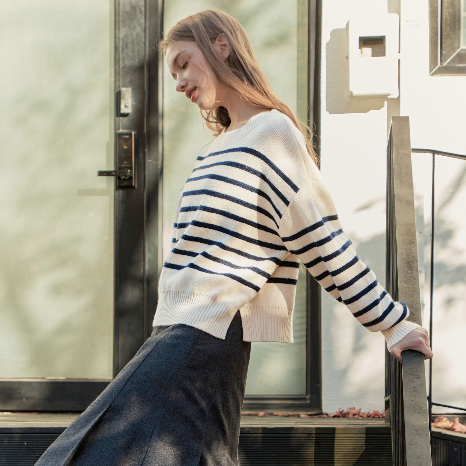 [슈퍼적립][N배송][제로스트릿][2컬러] 캐시미어 스트라이프 스웨터 CASHMERE STRIPED SWEATER 제품 이미지