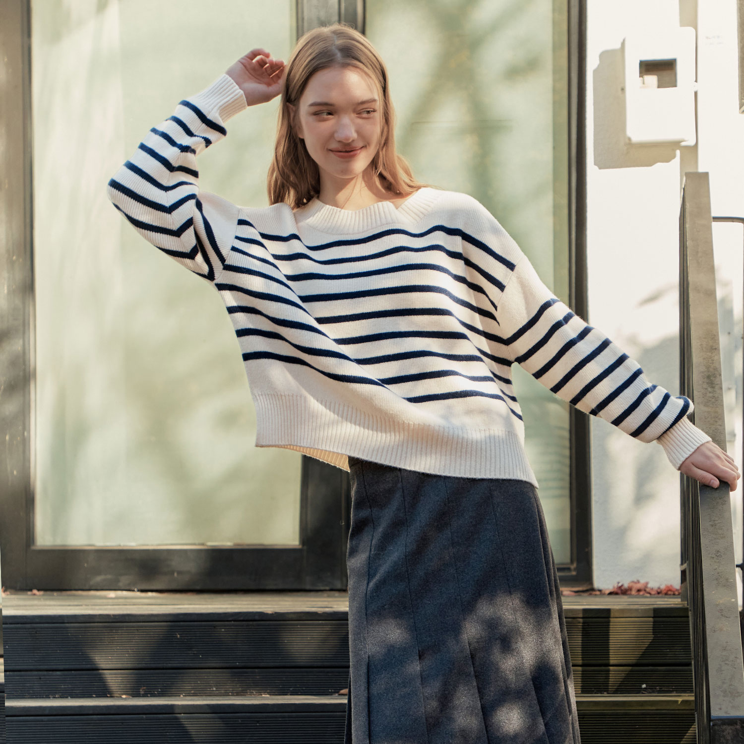 [슈퍼적립][N배송][제로스트릿][2컬러] 캐시미어 스트라이프 스웨터 CASHMERE STRIPED SWEATER 이미지 2