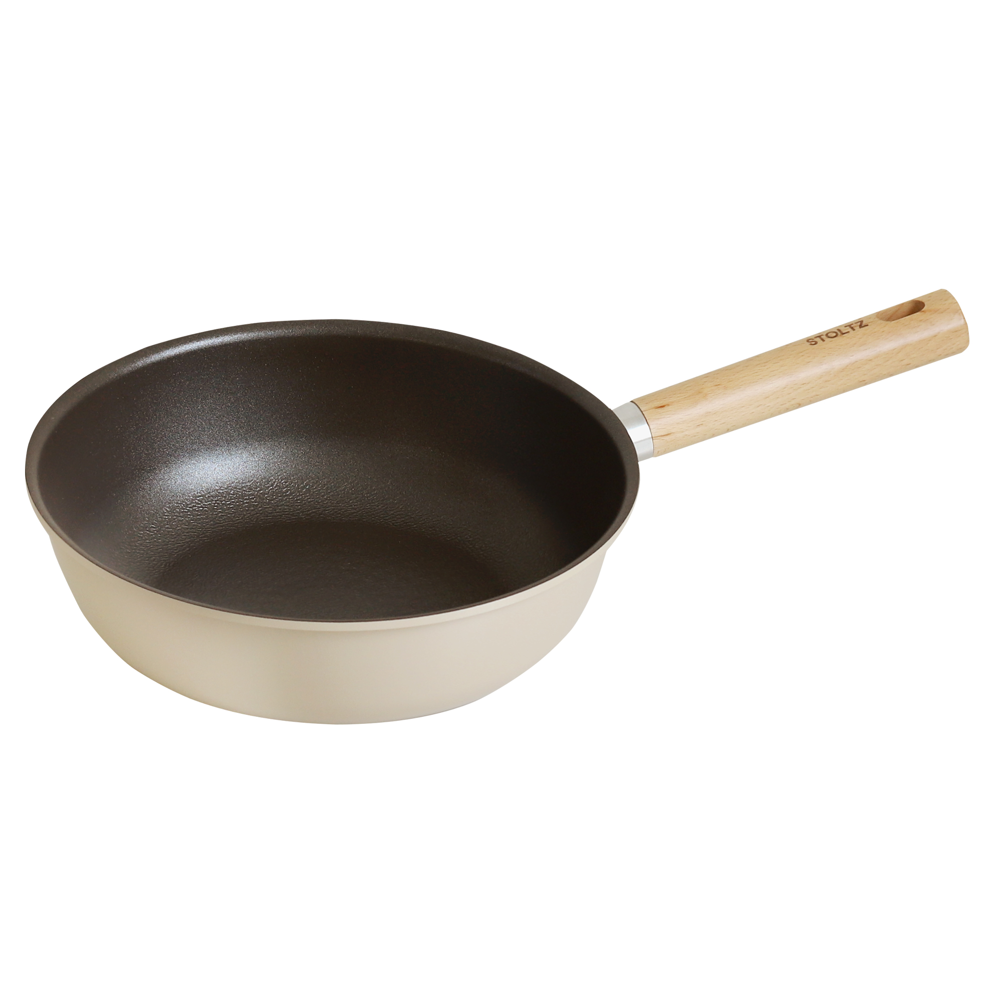 STOLTZ 슈톨츠 초코 쿡웨어 IH 궁중팬(웍팬)28cm 원목손잡이 통주물 후라이팬 - 상품 이미지