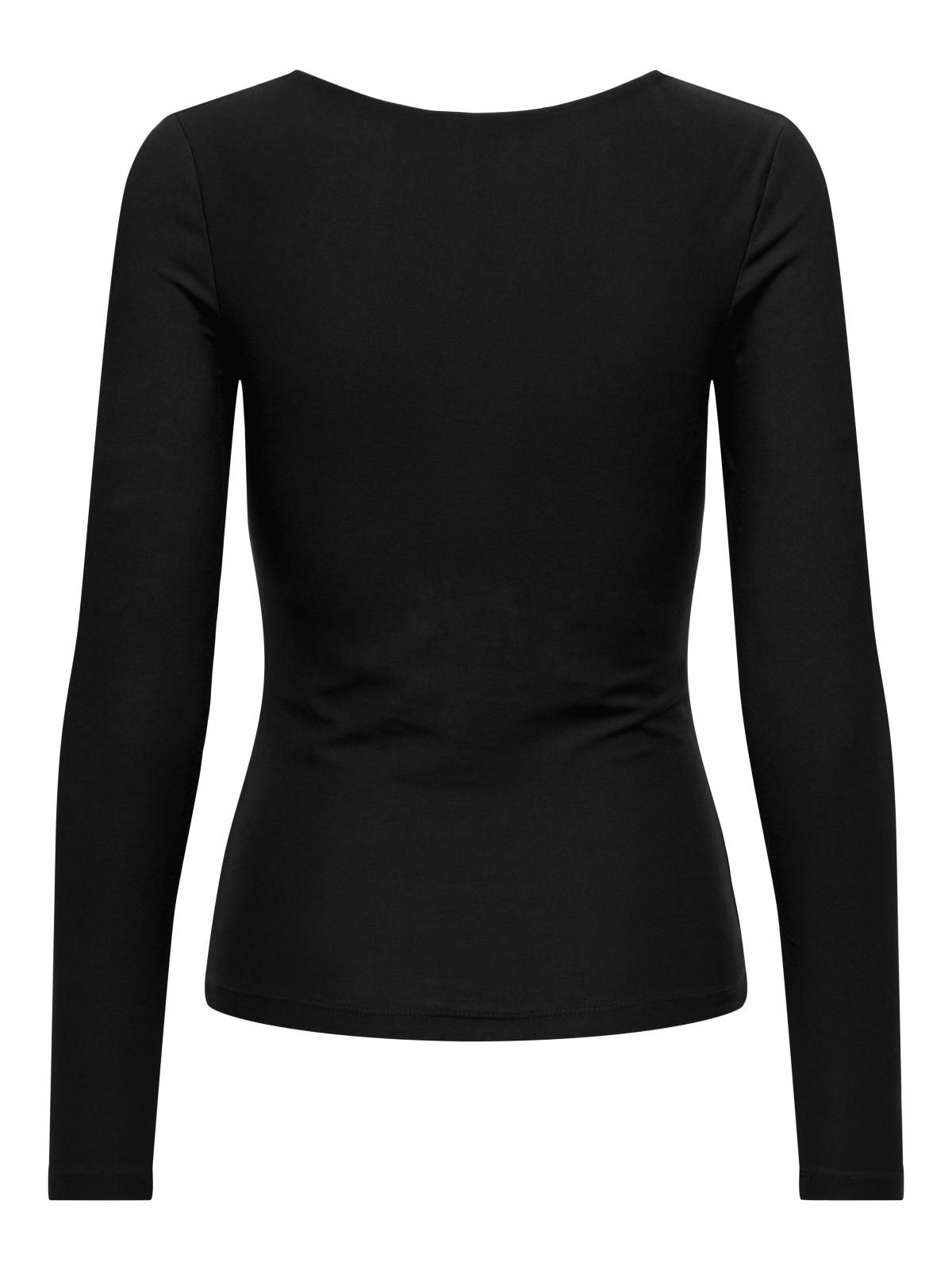 온리 베이직 코튼 라운드넥 긴팔 티셔츠 15330758_2161 BLACK / BLACK - 상세 이미지 4