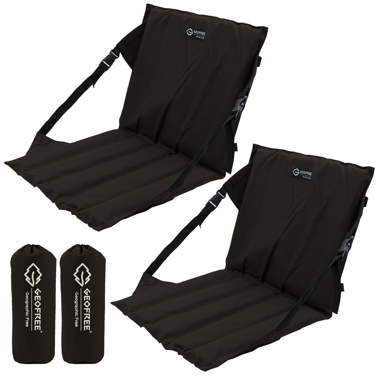 지오프리 이지롤 방석 좌식 그라운드 체어 휴대용 미니 피크닉 페스티벌 기본, 블랙, 2개