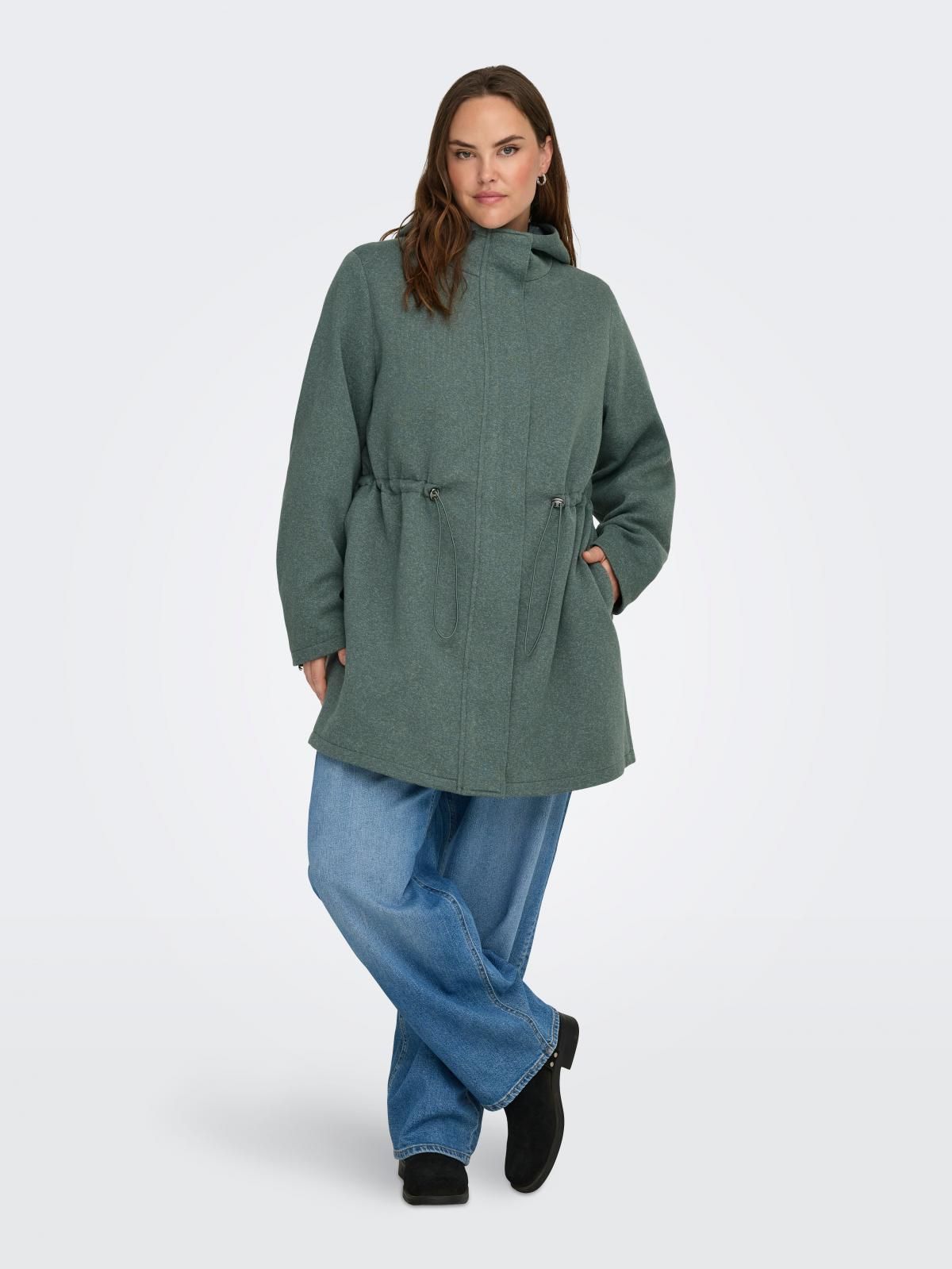 온리 플러스사이즈 테크니컬 후드 롱코트 15349981_1469 GREEN / BALSAM GREEN - 상세 이미지 5
