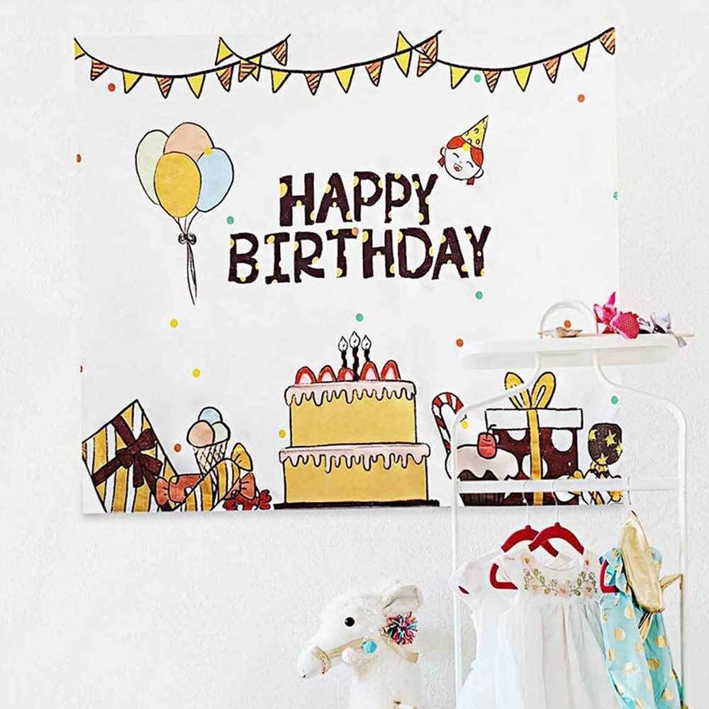 터 생일 파티 축하 패브릭 초코 케이크 대형 현수막 - 상품 이미지