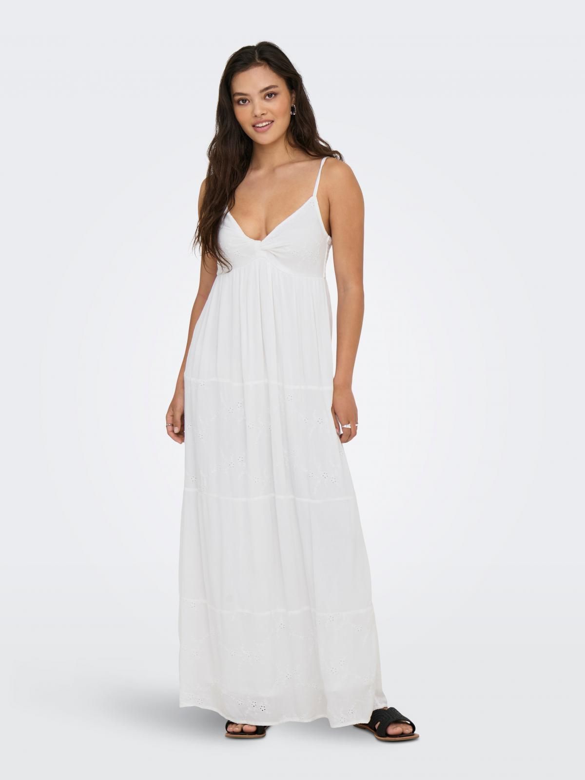 온리 펀칭 자수 화이트 롱 원피스 V넥 15346832_5 WHITE / BRIGHT WHITE - 상세 이미지 5