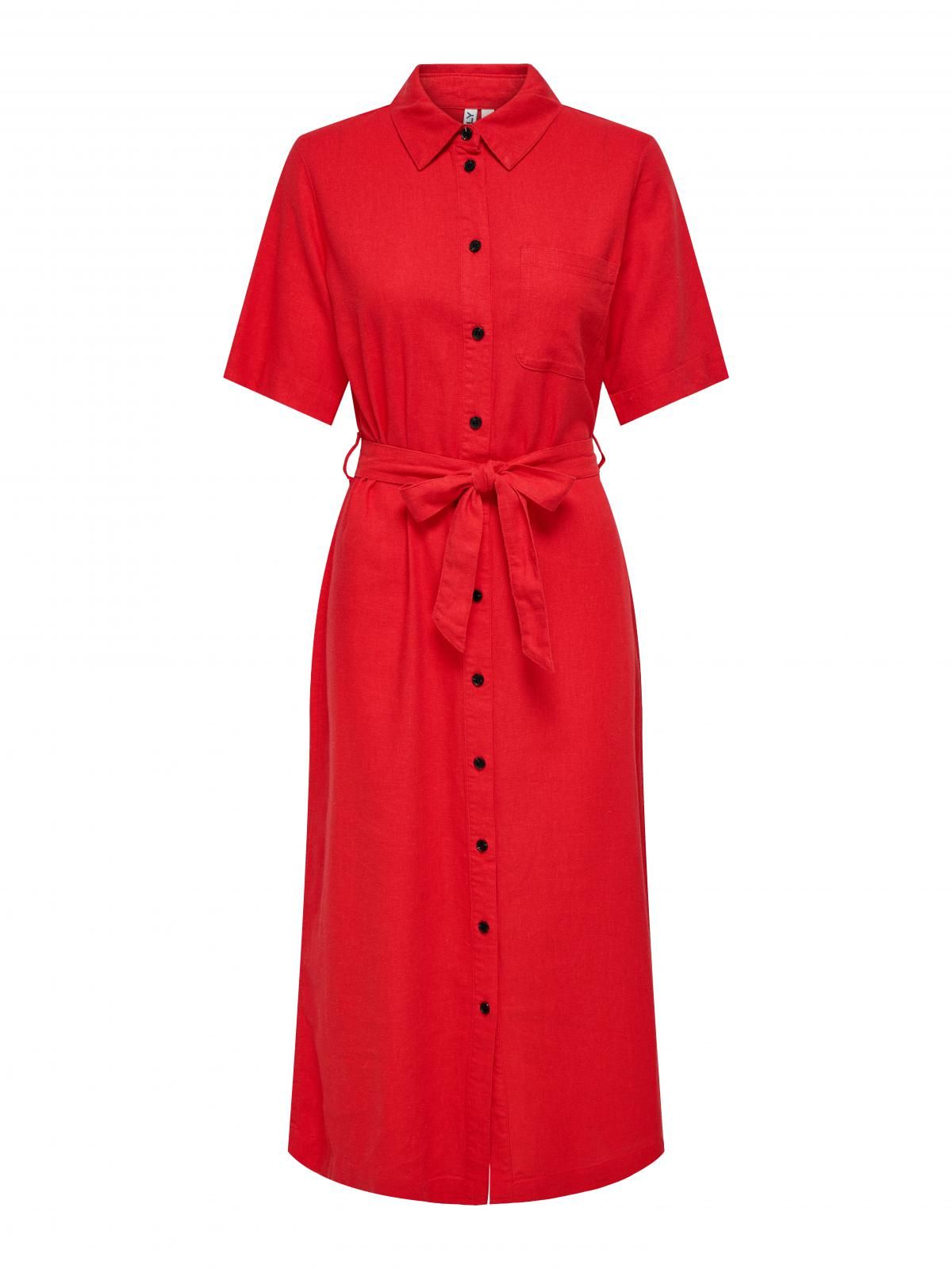 온리 레드 셔츠카라 벨트 롱 원피스 15338884_767 RED / MARS RED - 상세 이미지 3